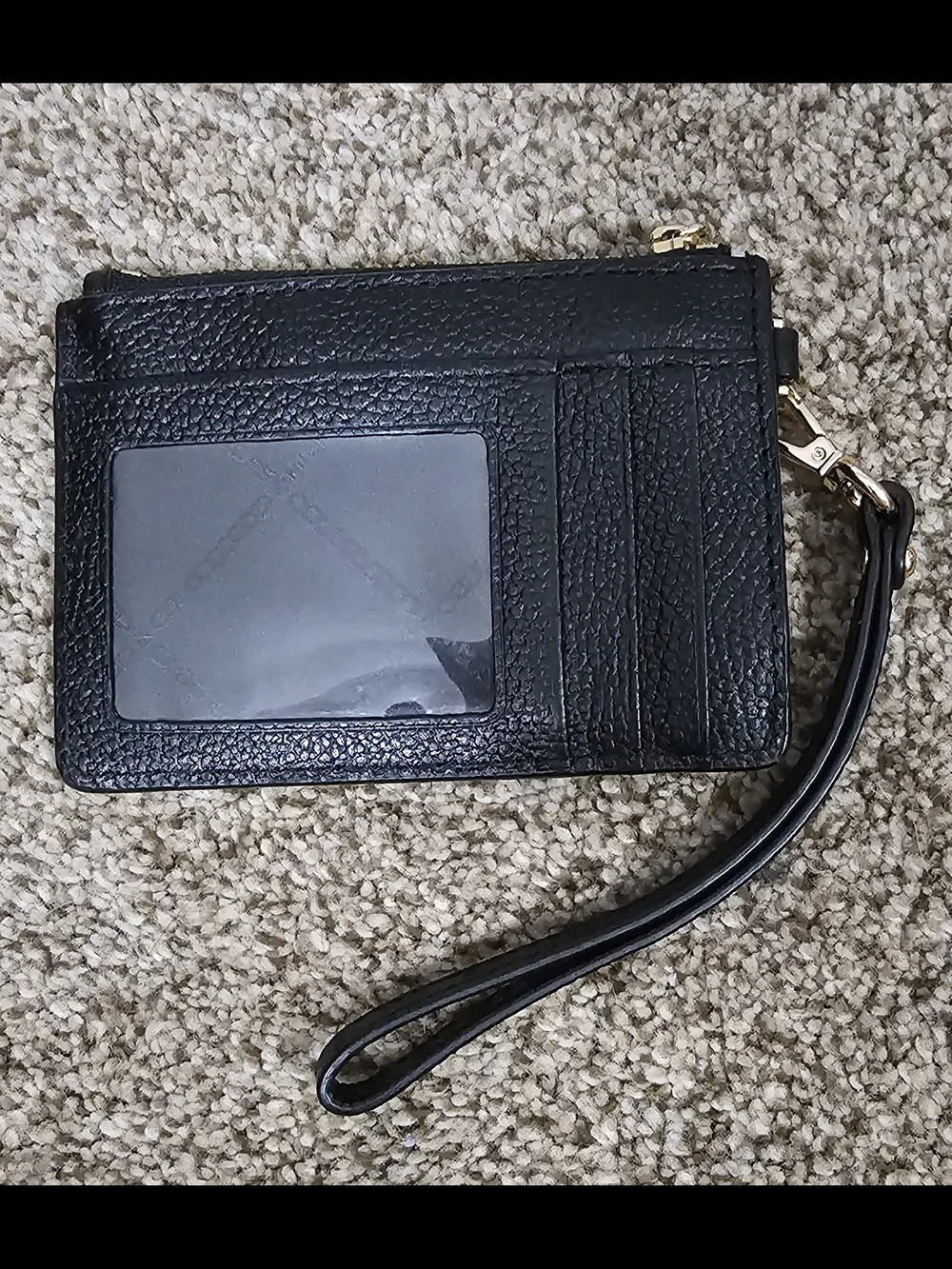MICHAEL KORS Black Leather Wristlet Card Case